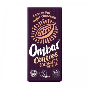 Organic Raw Vegan Chocolate Σοκολάτα με γέμιση Καρύδα και Βανίλια χ/ζ Ombar 35GR