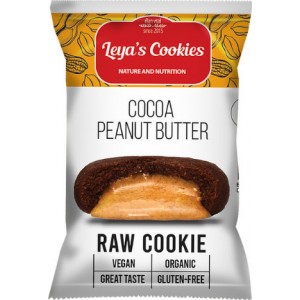 Leya's Cookies Cocoa Peanutbutter Raw Cookie ωμό βιολογικό μπισκότο με κακάο και φυστικοβούτυρο 25 g