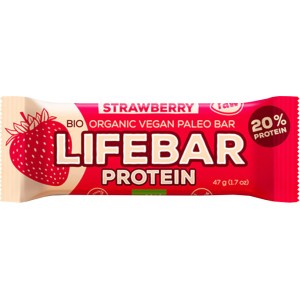 Ωμή μπάρα πρωτεΐνης Φράουλα χ/ ζάχαρη bio LIFEBAR 47g