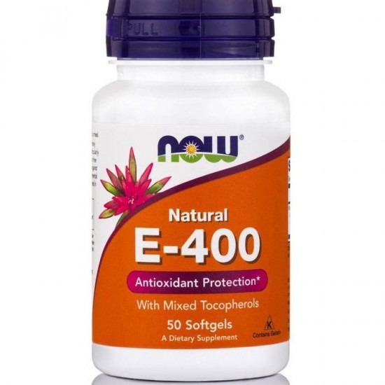 Vitamin E-400 IU Αντιοξειδωτικό & Καρδιαγγειακό Now /Βιταμίνες Vegan 50 Softgels