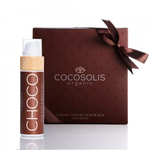 Σετ Περιποίησης σώματος – COCOSOLIS LUXURY COFFEE SCRUB BOX Πολυτελές κουτί με 4 Φυσικά bio scrubs – 3 για το σώμα και 1 για το πρόσωπο (4x70g) 280g/ COCOSOLIS CHOCO Sun Tan Body Oil Bio έλαιο για σοκολατένιο μαύρισμα, ενυδατωμένο και λαμπερό δέρμα 