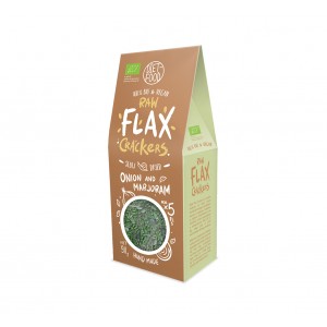 Raw Flax Cracker Βιολογικά κρακεράκια λιναρόσπορου με κρεμμύδι και μαντζουράνα  Keto-Friendly Diet Food 90g