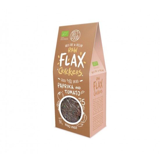 Raw Flax Cracker Βιολογικά κρακεράκια λιναρόσπορου με ντομάτα και πάπρικα  Keto-Friendly Diet Food 90g