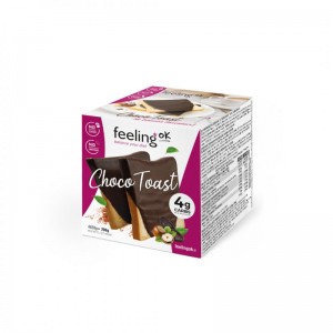 Πρωτεϊνικές Φρυγανιές με γλάσο μαύρη σοκολάτας χωρίς υδατάνθρακες FeelingOk (4x50g) 200g