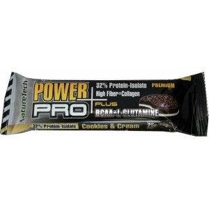  Μπάρα με 32% Πρωτεΐνη με Γεύση Cookies & Cream Plus BCAA & L-Glutamine NatureTech Power Pro 80gr