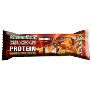  Μπάρα με 22% Πρωτεΐνη με Γεύση Double Caramel Peanuts NatureTech Power Pro Protein Delicious 80gr