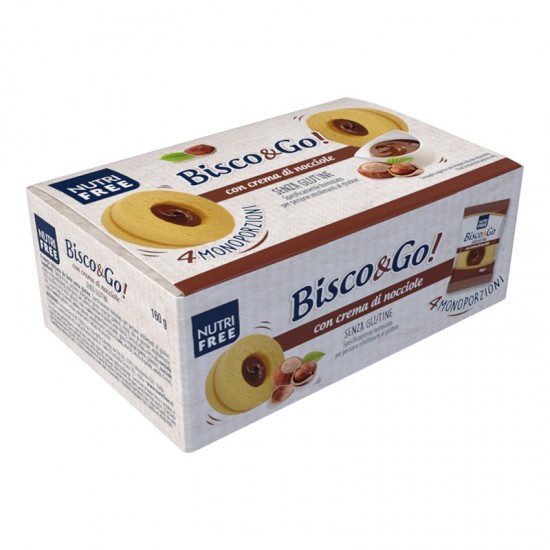 Μπισκότα Bisco&Go με κρέμα φουντουκιού Χωρίς Γλουτένη Gluten-free Nutrifree 160g