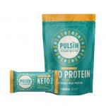 Vanilla Keto Protein - Πρωτεΐνη για Κετογονική Διατροφή με άρωμα Βανίλιας + Choc Fudge & Peanut Keto Bar  Pulsin (252g + 50g)