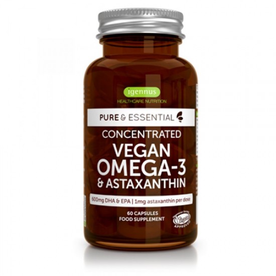Vegan Ωμέγα-3 DHA EPA 600mg & Ασταξανθίνη Pure & Essential 60 caps