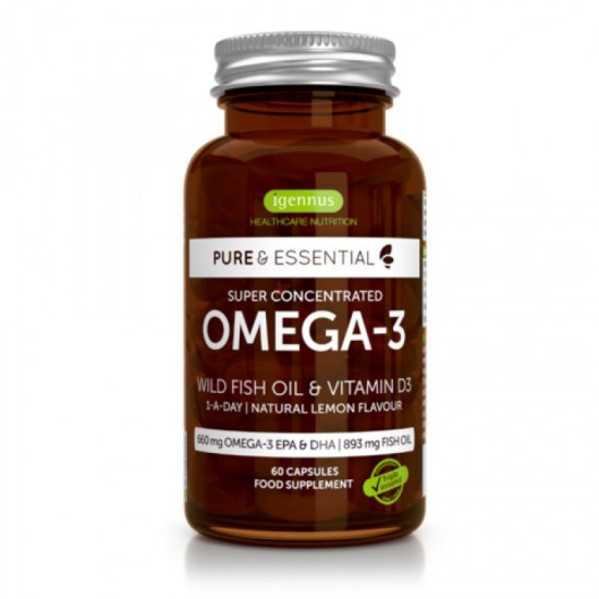 Συμπλήρωμα διατροφής με Λιπαρά Ωμέγα 3 & Βιταμίνη D3 Pure Essentials Omega 3 (60 caps) iGennus