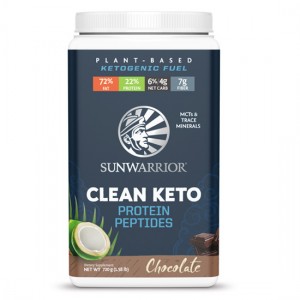 Clean Ketο Protein+Peptides Chocolate, Keto Vegan Πρωτεΐνη με πεπτίδια ‘Σοκολάτα’ Sunwarrior 720g