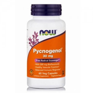 Pycnogenol 30mg Συμπλήρωμα Πυκνογενόλης Αντιοξειδωτικό, Αντιφλεγμονώδες, Υγεία καρδιάς Now /Βιταμίνες Vegan 60 caps