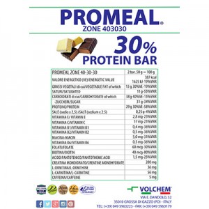 Volchem Μπάρες ζώνης 40-30-30 PROMEAL® Coconut / Καρύδα Flavor (30% protein bar) 50g