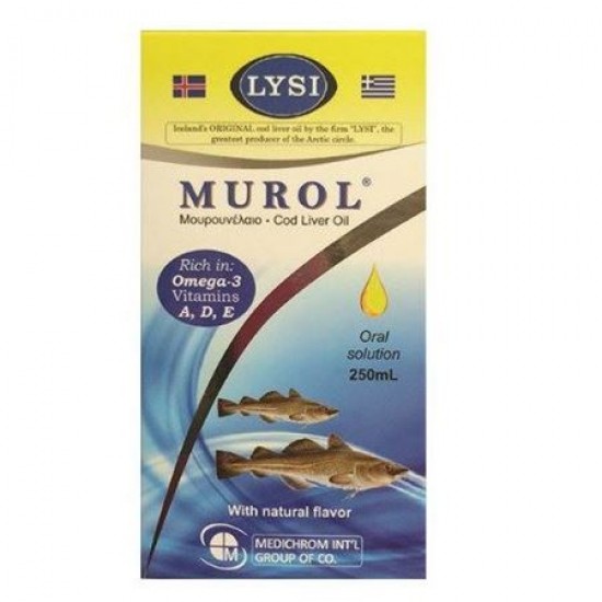 Medichrom Murol Cod Liver Oil Μουρουνέλαιο Φυσική Γεύση 250ml
