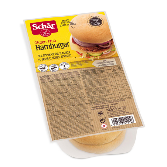 Ψωμάκια για χάμπουργκερ χωρίς γλουτένη/σιτάρι/λακτόζη (Dr Schär) SCHAR 300γρ