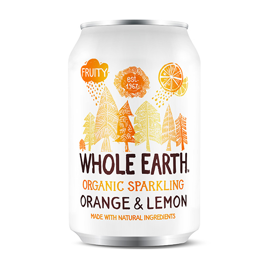 Ανθρακούχο ποτό Πορτοκάλι και Λεμόνι WHOLE EARTH (330ml)